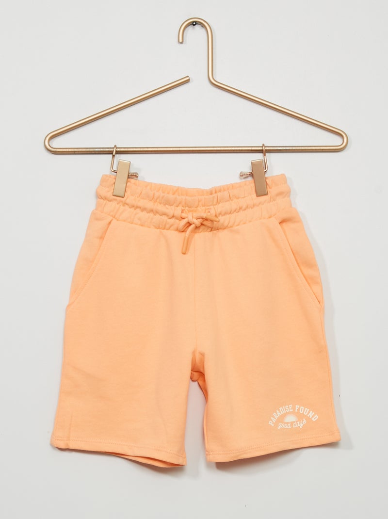 Bermudas de felpa con cintura elástica NARANJA - Kiabi