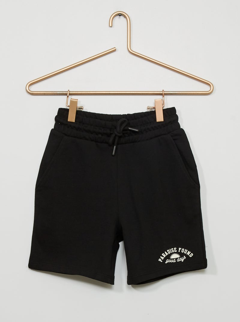Bermudas de felpa con cintura elástica NEGRO - Kiabi