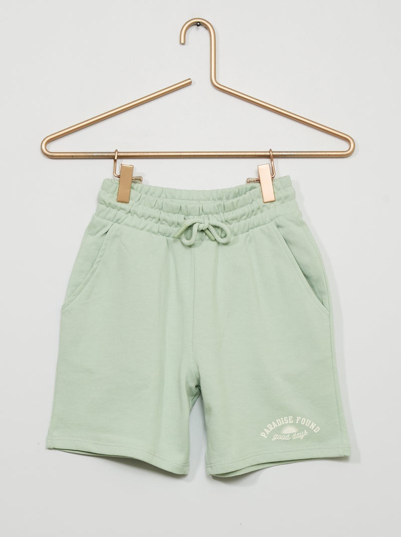 Bermudas de felpa con cintura elástica VERDE - Kiabi