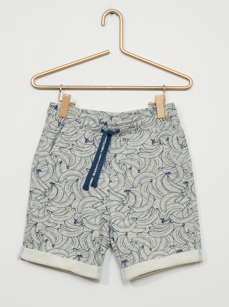 Bermudas de felpa con estampado GRIS - Kiabi