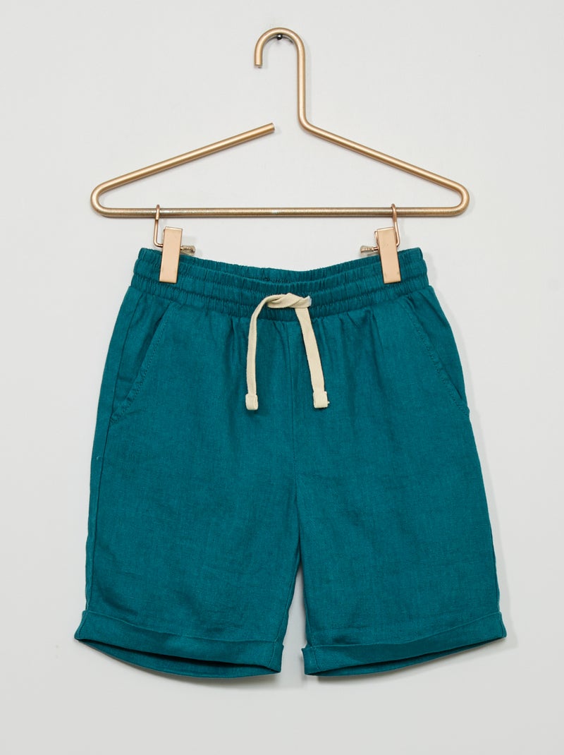Bermudas de lino azul oscuro - Kiabi