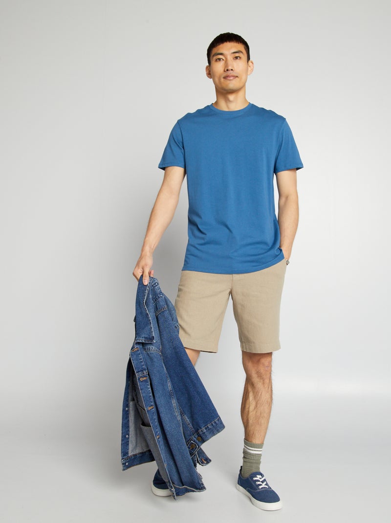 Bermudas de lino GRIS - Kiabi