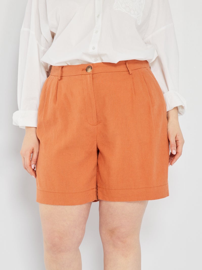Bermudas de lino 'Only' TERRACOTTA - Kiabi