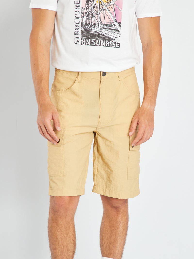 Bermudas de lona parachute BEIGE - Kiabi