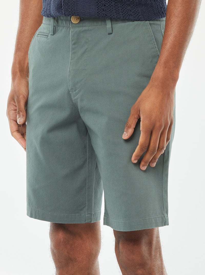 Bermudas de piqué de algodón liso VERDE - Kiabi
