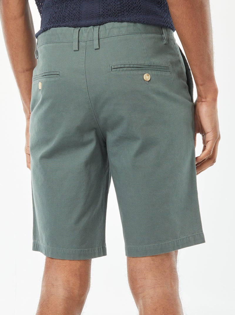 Bermudas de piqué de algodón liso VERDE - Kiabi
