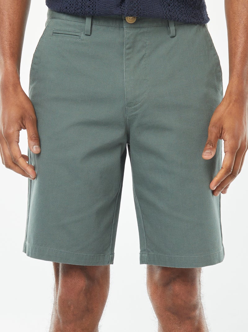 Bermudas de piqué de algodón liso VERDE - Kiabi