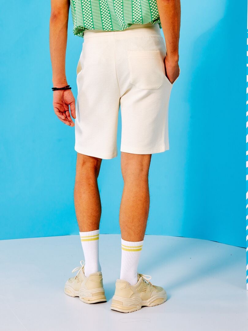 Bermudas de punto de canalé BLANCO - Kiabi