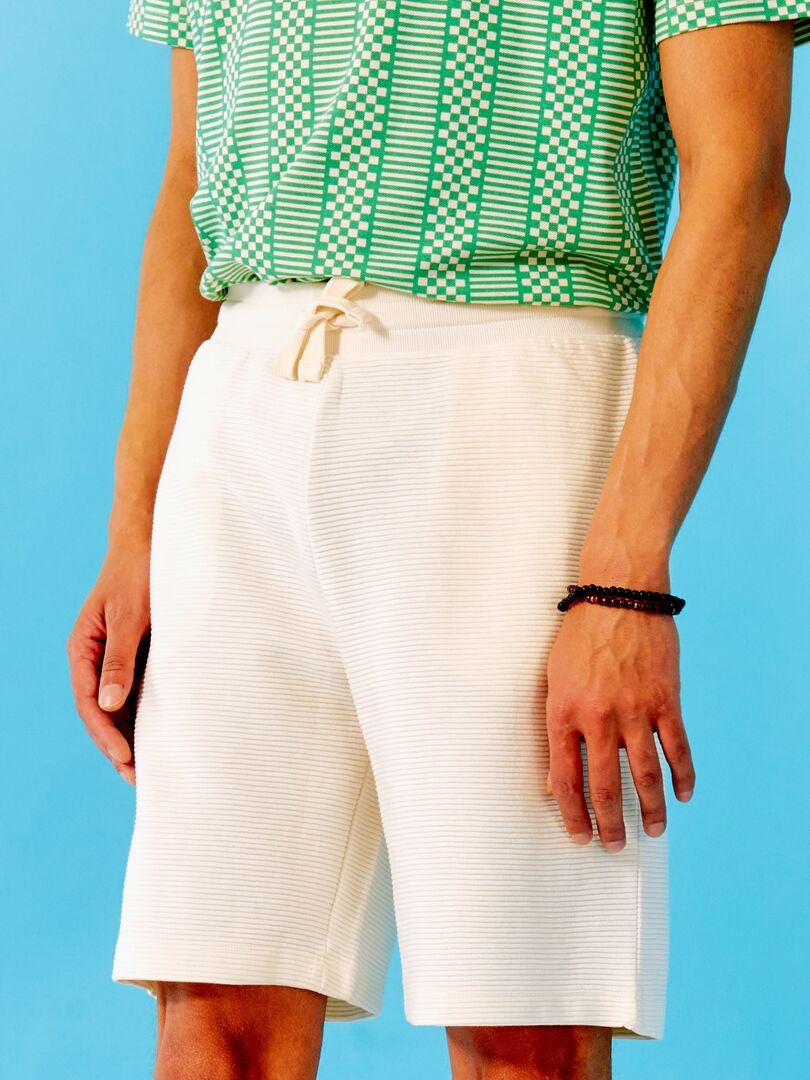 Bermudas de punto de canalé BLANCO - Kiabi