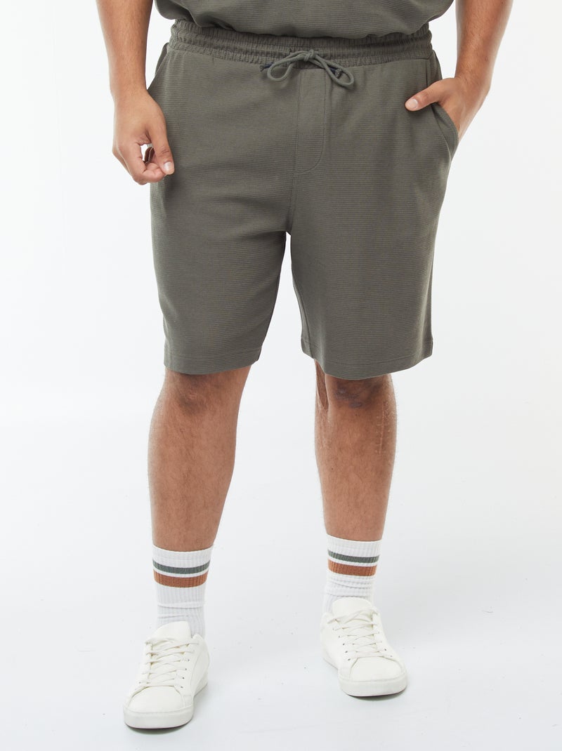 Bermudas de punto de piqué Kaki - Kiabi