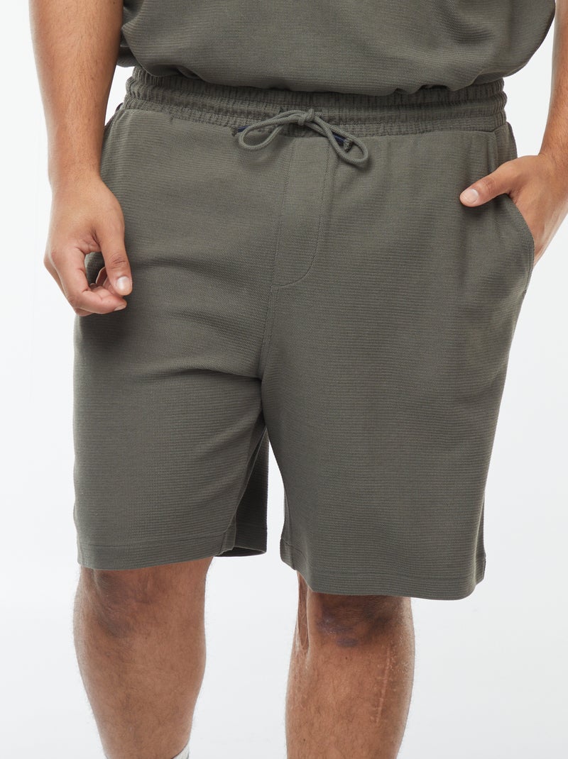 Bermudas de punto de piqué Kaki - Kiabi