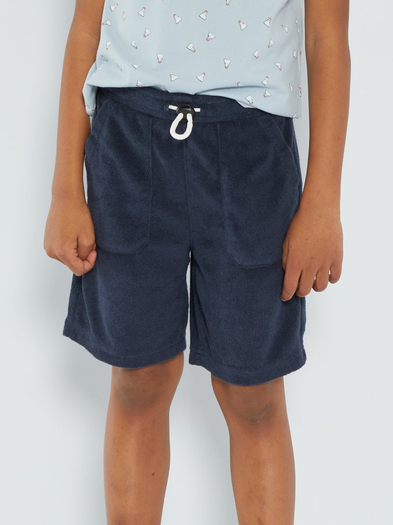 Bermudas de punto de rizo azul - Kiabi