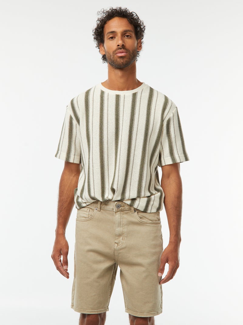 Bermudas de sarga con 5 bolsillos Beige - Kiabi