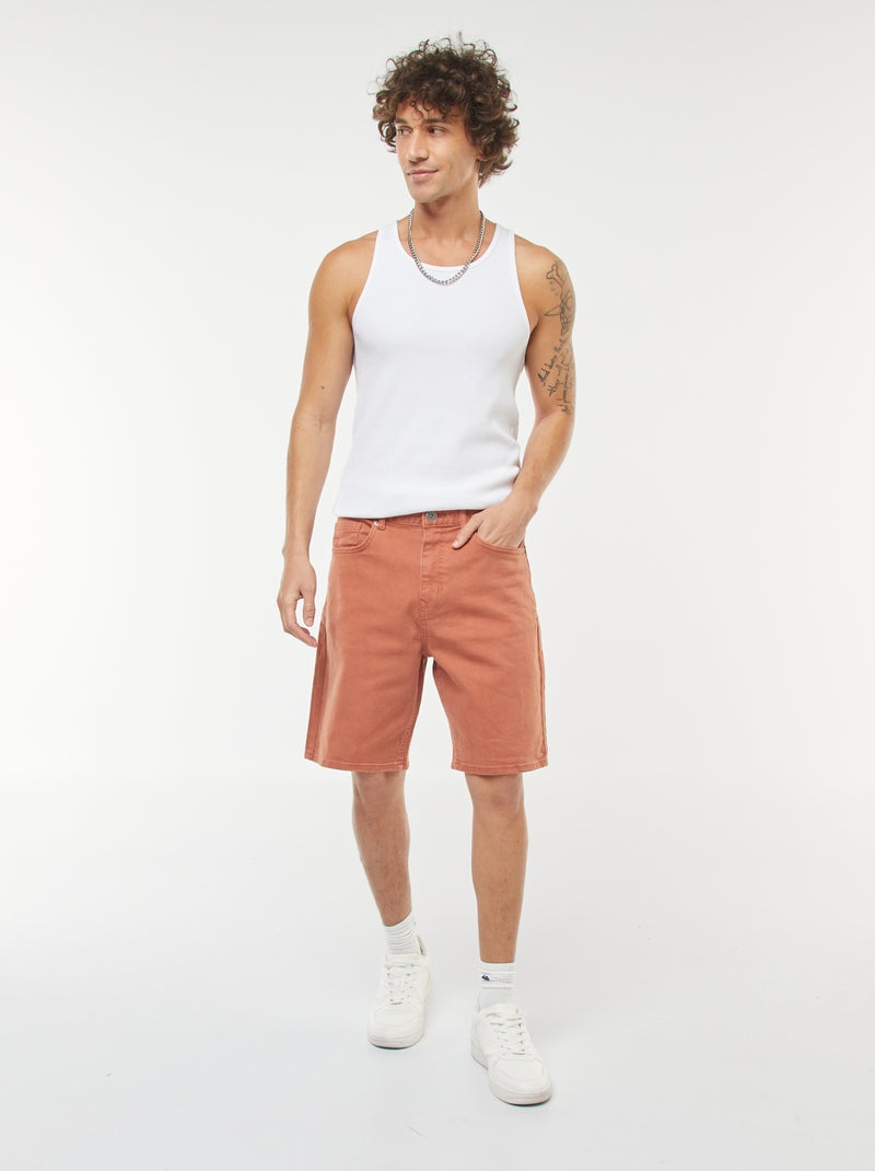 Bermudas de sarga con 5 bolsillos Rojo - Kiabi