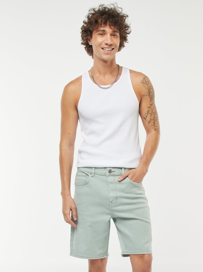 Bermudas de sarga con 5 bolsillos Verde - Kiabi