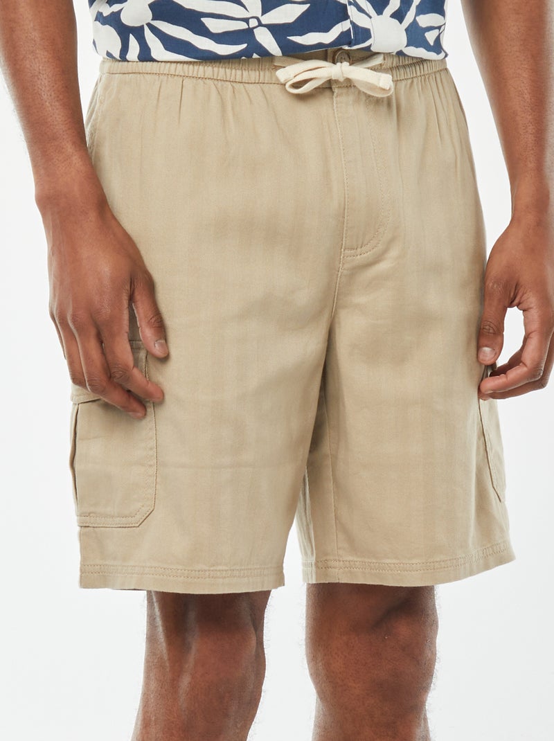 Bermudas de sarga multibolsillos beige - Kiabi