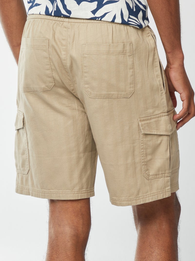 Bermudas de sarga multibolsillos beige - Kiabi