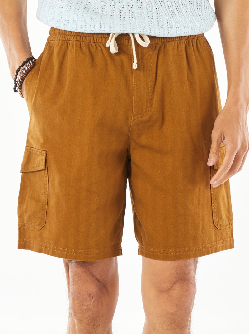 Bermudas de sarga multibolsillos Kaki - Kiabi