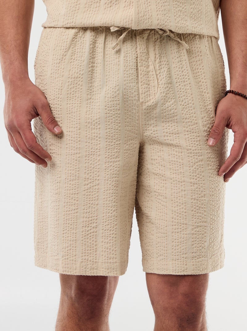 Bermudas de tejido tipo crepé Beige - Kiabi