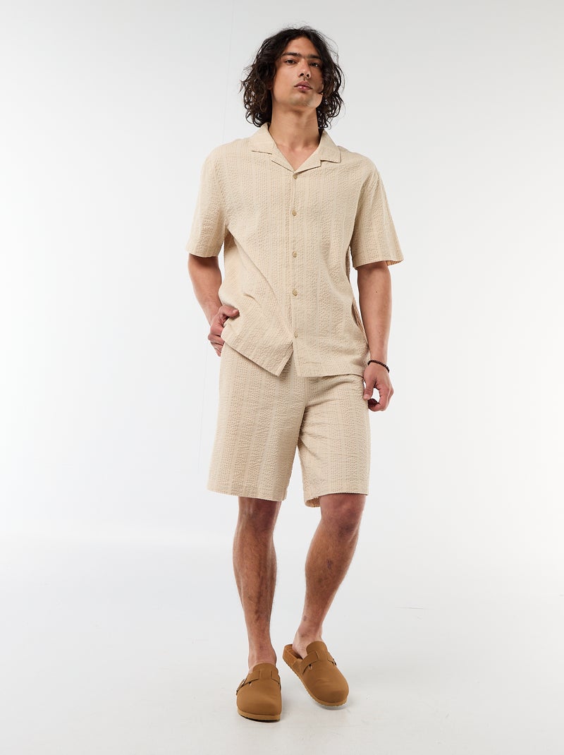 Bermudas de tejido tipo crepé Beige - Kiabi