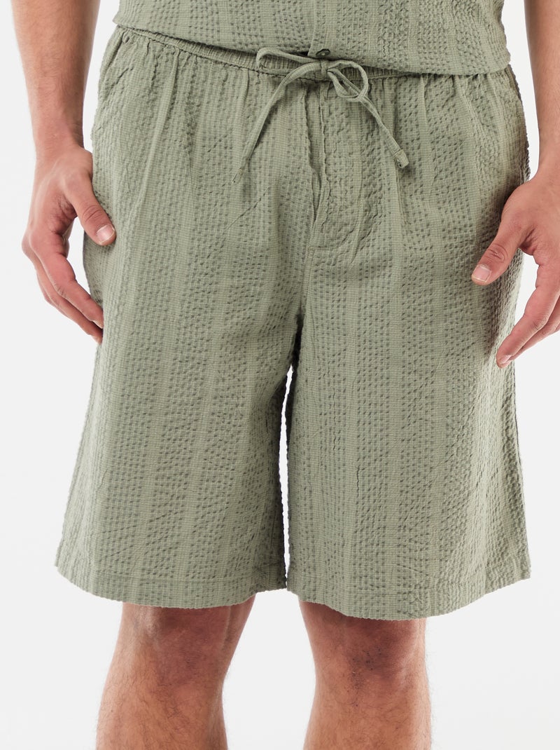 Bermudas de tejido tipo crepé Verde - Kiabi