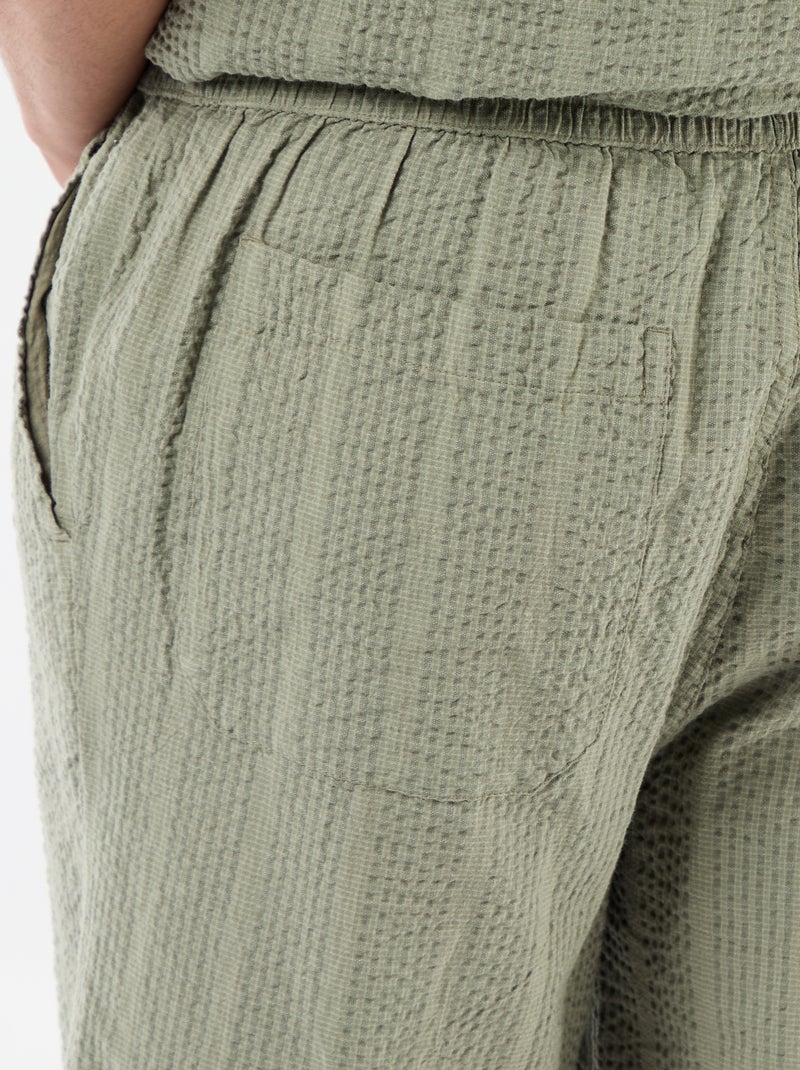 Bermudas de tejido tipo crepé Verde - Kiabi