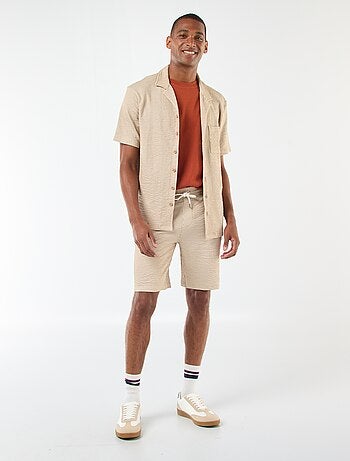 Bermudas de tejido tipo crespón de rayas