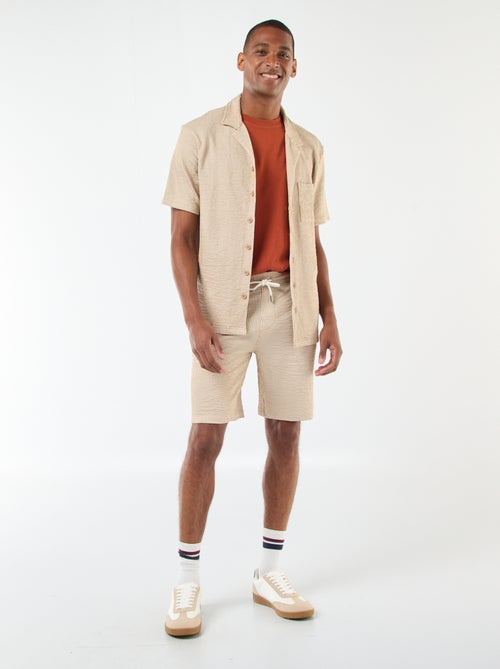 Bermudas de tejido tipo crespón de rayas - Kiabi