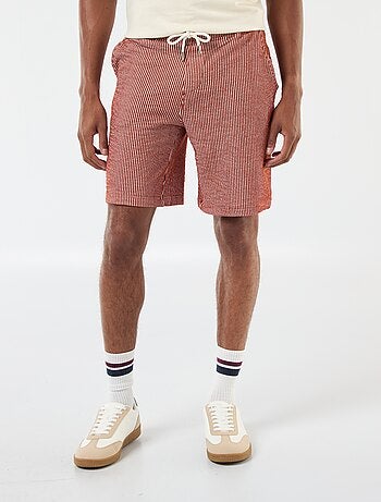 Bermudas de tejido tipo crespón de rayas