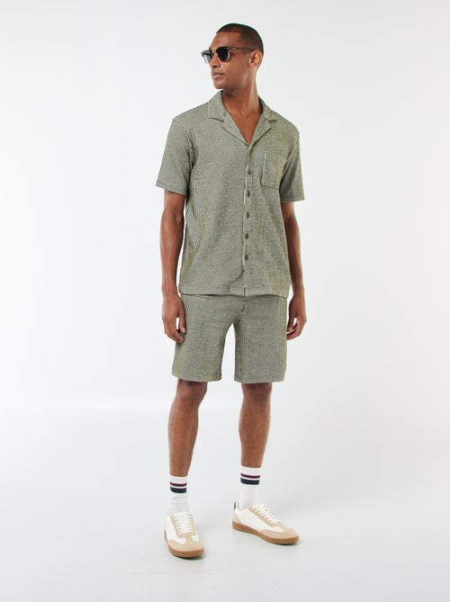 Bermudas de tejido tipo crespón de rayas - Kiabi