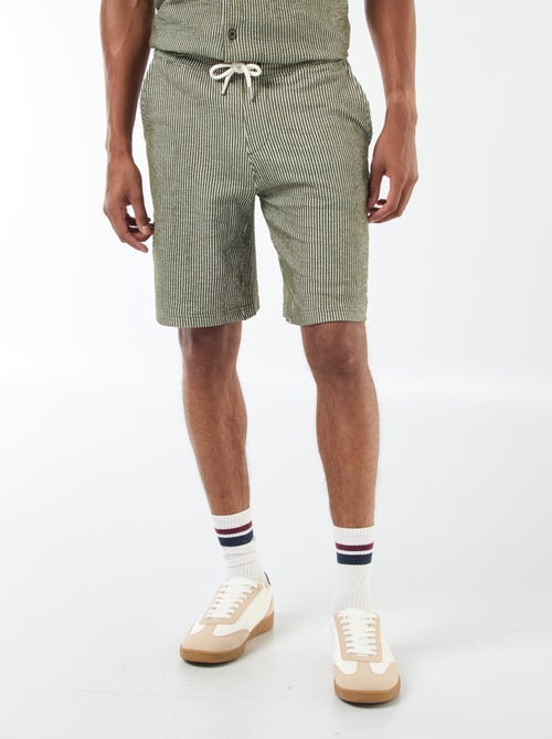 Bermudas de tejido tipo crespón de rayas - Kiabi