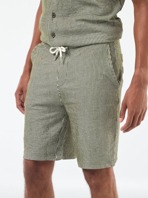Bermudas de tejido tipo crespón de rayas - Kiabi