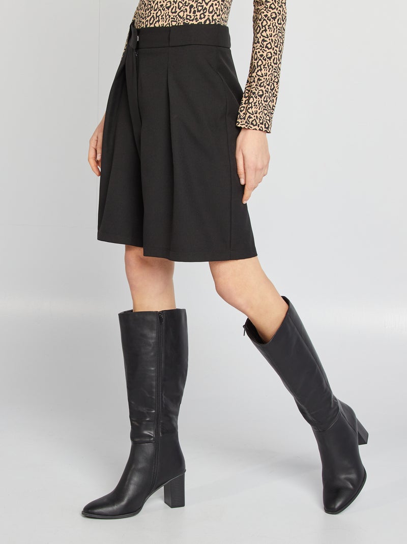 Bermudas de traje de tiro alto negro - Kiabi