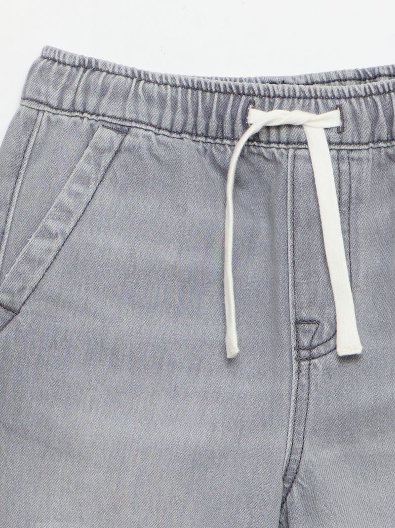 Bermudas de vaquero con cordón de ajuste Gris - Kiabi