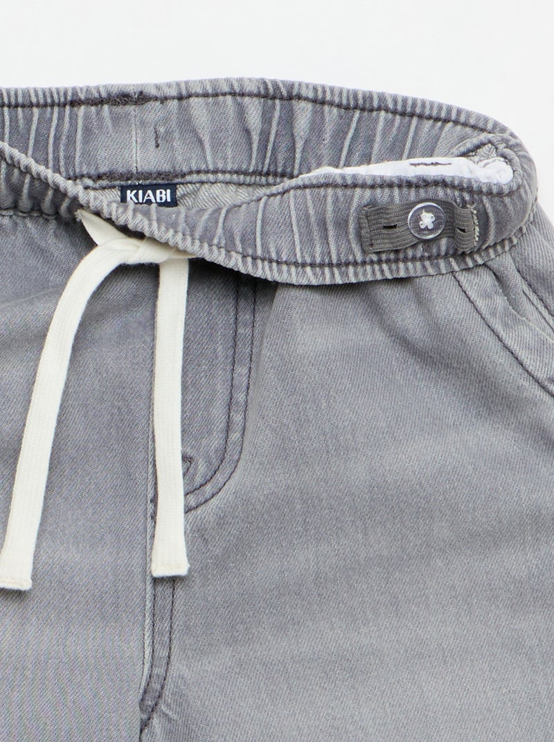 Bermudas de vaquero con cordón de ajuste Gris - Kiabi