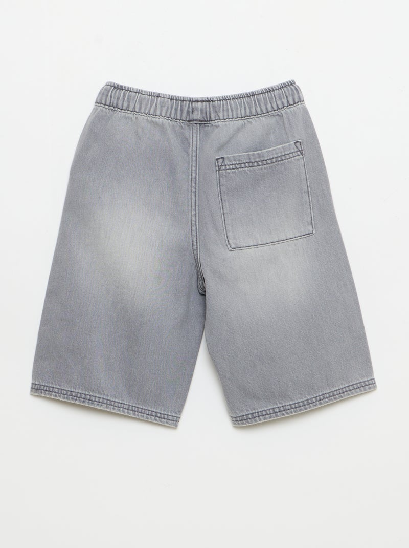 Bermudas de vaquero con cordón de ajuste Gris - Kiabi