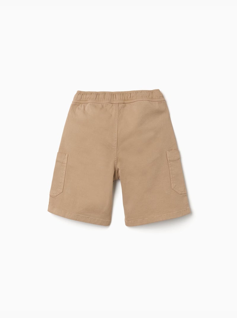 Bermudas largas cargo de sarga con cordón Beige - Kiabi