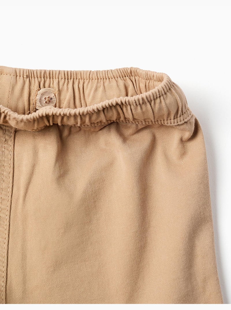 Bermudas largas cargo de sarga con cordón Beige - Kiabi