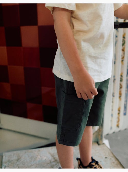 Bermudas largas cargo de sarga con cordón - Kiabi