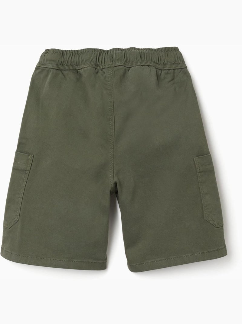 Bermudas largas cargo de sarga con cordón Verde oscuro - Kiabi