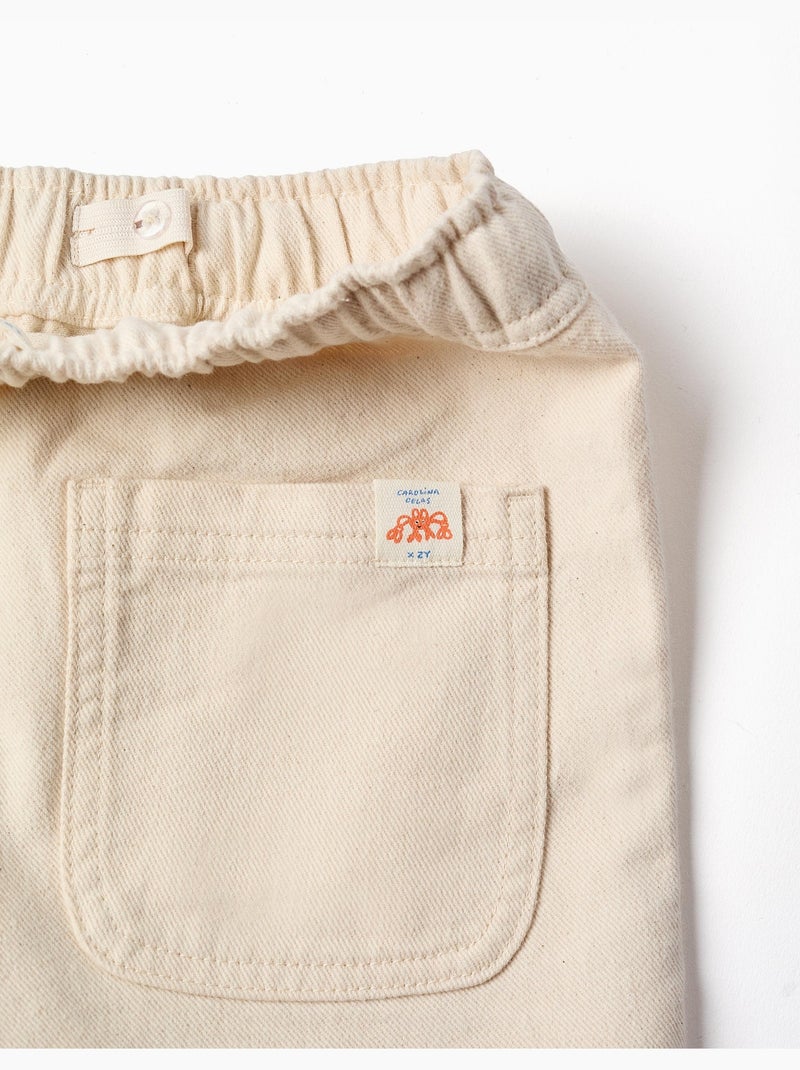 Bermudas largas de algodón con cordón Carolina Celas x Zippy Beige claro - Kiabi