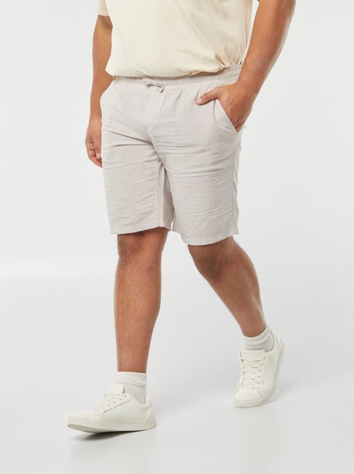 Bermudas ligeras de algodón y lino con cintura elástica - Kiabi