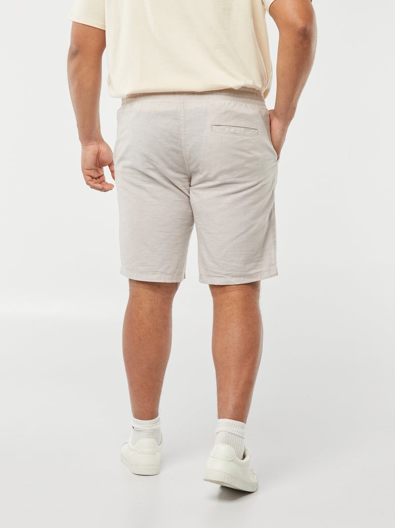 Bermudas ligeras de algodón y lino con cintura elástica BEIGE - Kiabi