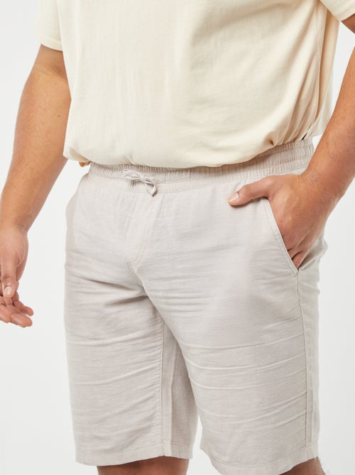 Bermudas ligeras de algodón y lino con cintura elástica - Kiabi