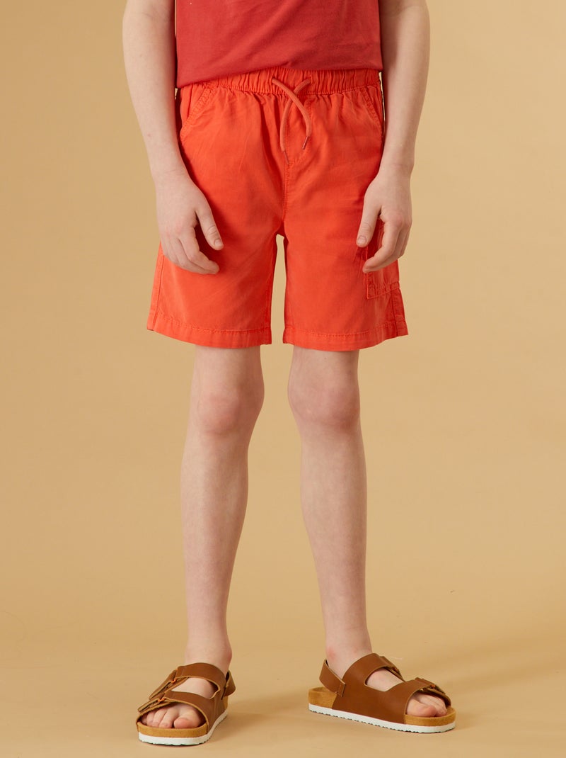 Bermudas lisas cintura elástica rojo coral - Kiabi
