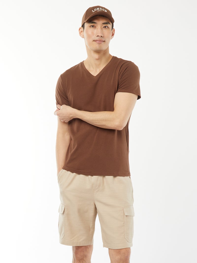 Bermudas lisas con bolsillos con solapa Beige - Kiabi