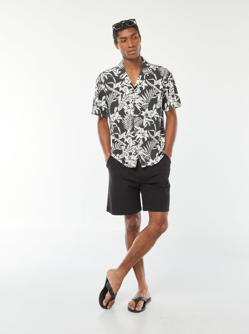 Bermudas lisas con bolsillos negro - Kiabi