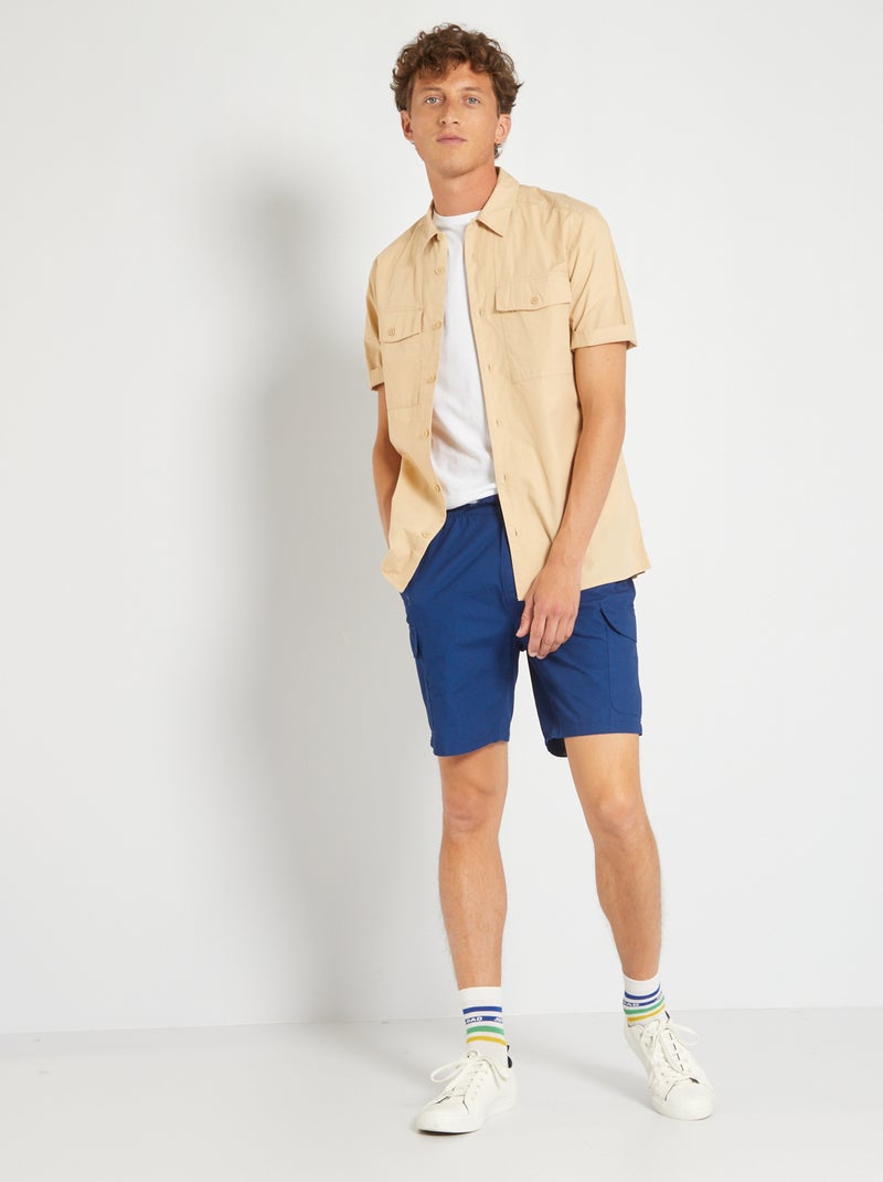 Bermudas lisas con cintura elástica AZUL - Kiabi