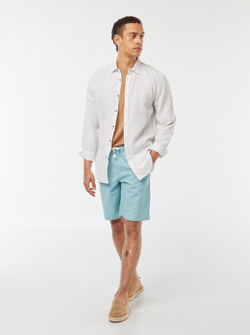 Bermudas lisas con cintura elástica + cordones AZUL - Kiabi