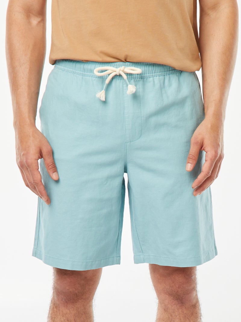 Bermudas lisas con cintura elástica + cordones AZUL - Kiabi